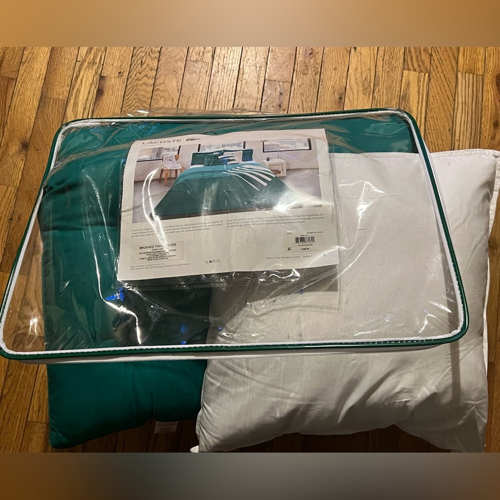 Lacoste Brushed Twill Sounds Green Lake Comforter Bed Set New